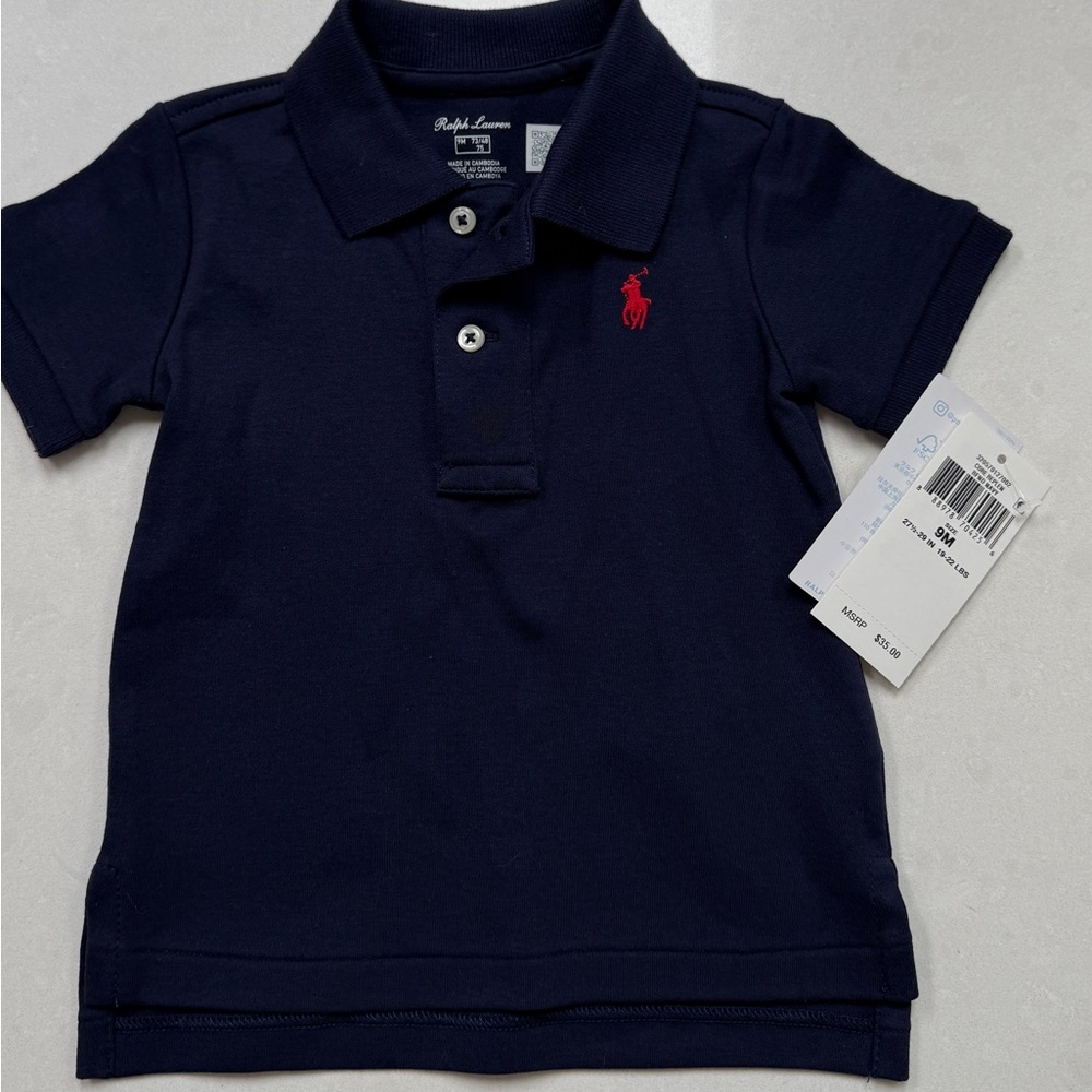 Ralph Lauren Kids Navy Blue/Red Polo (9M)